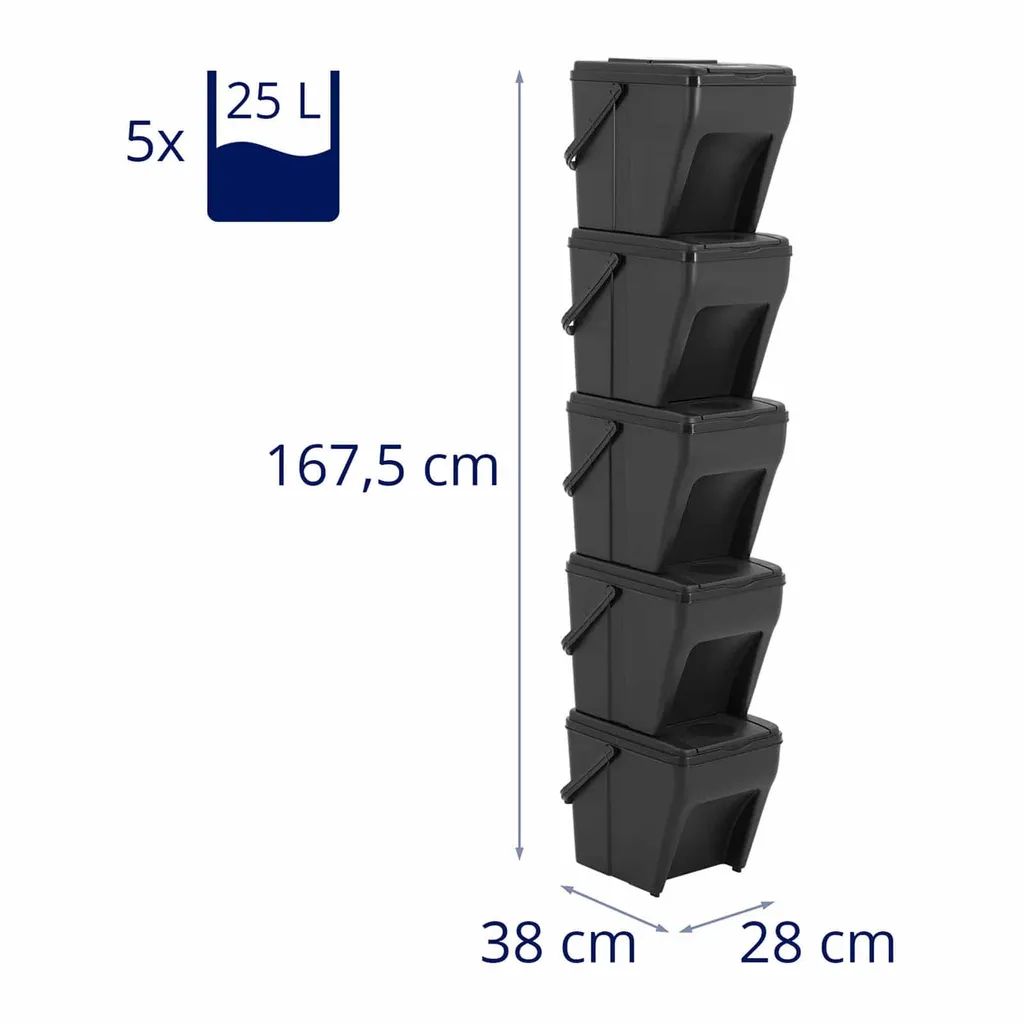 Mülltrennsystem Mülleimertrennsystem Müllsystem Schwarz Stapelbar 5 X 25 L 6 Mülltrennsystem Mülleimertrennsystem Müllsystem Schwarz Stapelbar 5 X 25 L – Bild 6
