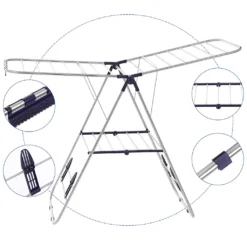 SONGMICSWäscheständer Silbern Aus Edelstahl 147 X (97-128) X 56 Cm Klappbar Verstellbare Höhe Standtrockner Wäschetrockner LLR502 -Leifheit || Vileda || Wenko Verkaufsgeschäft f6bda19b23853b6e65ffa5136b4a77bb