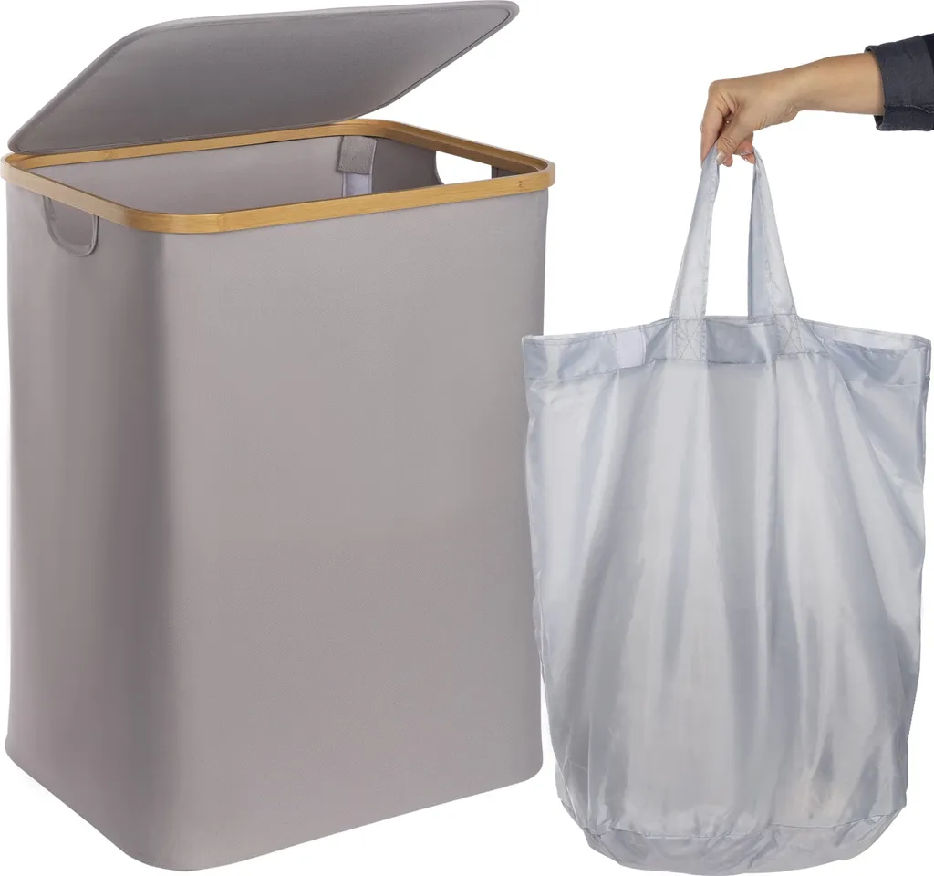 ONVAYA® Wäschekorb Mit Deckel | 70 Liter | Grau | Wäschesammler Fürs Badezimmer | Wäschetruhe Aus Bambus-Holz & Oxford-Stoff | Design Wäschebox | Wäschesortierer 1 ONVAYA® Wäschekorb Mit Deckel | 70 Liter | Grau | Wäschesammler Fürs Badezimmer | Wäschetruhe Aus Bambus-Holz & Oxford-Stoff | Design Wäschebox | Wäschesortierer