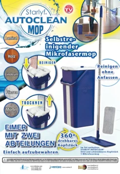 Starlyf® Autoclean MOP Ersatzmatten - 2er Pack Microfaser Wischmopp-Matten - Selbstreinigendes Wischsystem – Aus Der TV Werbung -Leifheit || Vileda || Wenko Verkaufsgeschäft f88c844f687ccf0bf2a6f1276320b74c