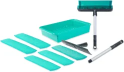 Genius Fensterwischer Deluxe-Set 10 Tlg - Fensterputzer + Universalstange, Wanne & Mikrofaserbezug | Streifenfreie Sauberkeit; A81966