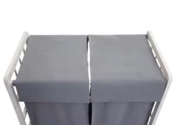 Wäschesammler MCW-B60, Laundry Wäschebox Wäschekorb, Massiv-Holz 2 Fächer 60x60x33cm 68l Shabby Weiß, Bezug Grau 12 Wäschesammler MCW-B60, Laundry Wäschebox Wäschekorb, Massiv-Holz 2 Fächer 60x60x33cm 68l Shabby Weiß, Bezug Grau -Leifheit || Vileda || Wenko Verkaufsgeschäft fa7d9b368f7c3c757d19c6c72a9cacee