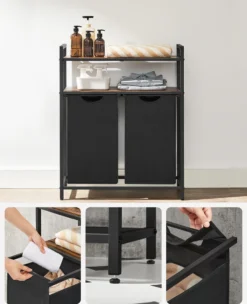 VASAGLE Wäschekorb, Wäschesammler, 2 Fächer, 2 Ablagen, Wäschesortierer, Wäschesack Ausziehbar Und Abnehmbar, Pro Tasche 46 Liter, Für Badezimmer, Waschküche, Vintagebraun-schwarz BLH211B01 14 VASAGLE Wäschekorb, Wäschesammler, 2 Fächer, 2 Ablagen, Wäschesortierer, Wäschesack Ausziehbar Und Abnehmbar, Pro Tasche 46 Liter, Für Badezimmer, Waschküche, Vintagebraun-schwarz BLH211B01 -Leifheit || Vileda || Wenko Verkaufsgeschäft fa89efcf1e9852896ee3f23abcf8e005