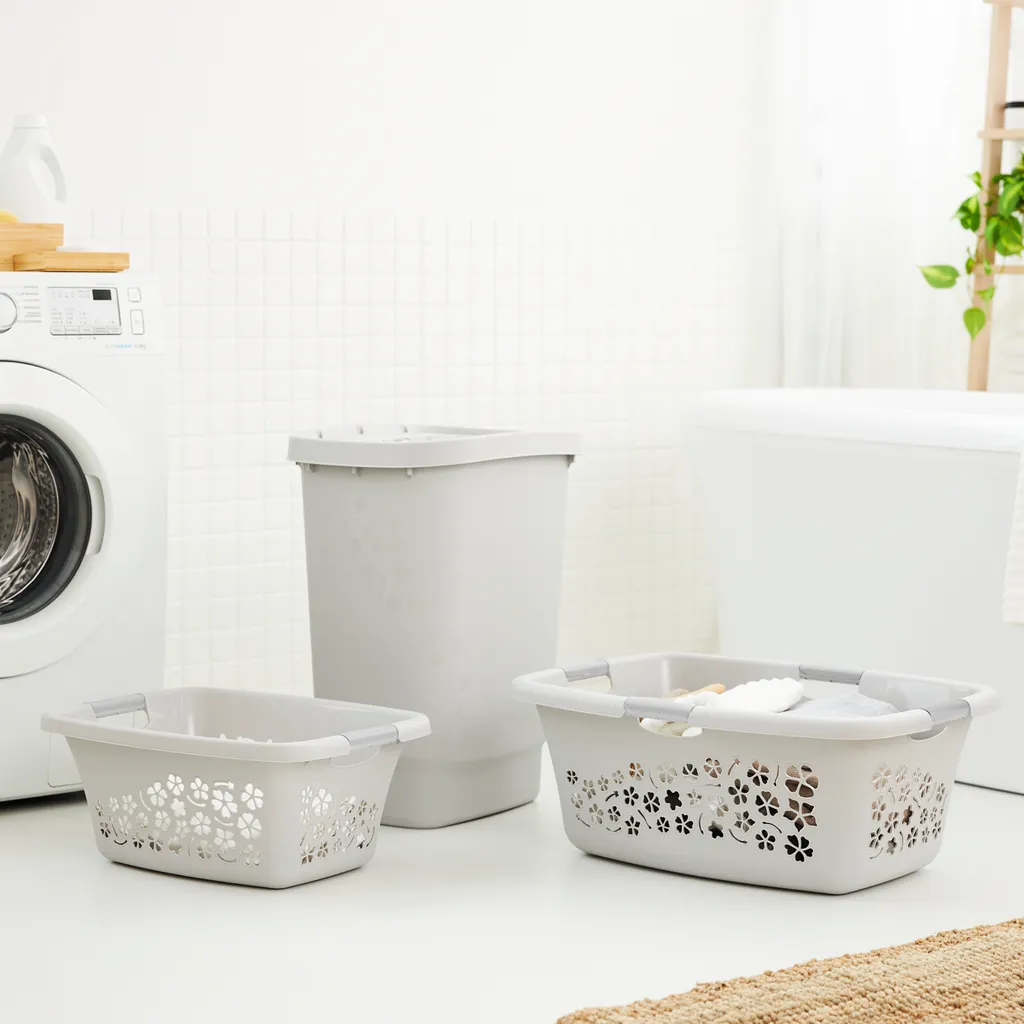 ROTHO Wäschekorb 50 L FLOWERS, Farbe:Linnea Pink Ged. 2 ROTHO Wäschekorb 50 L FLOWERS, Farbe:Linnea Pink Ged. – Bild 2