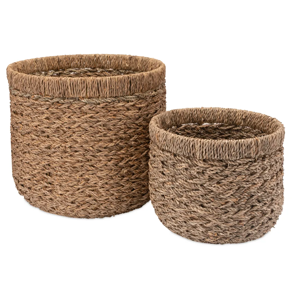 Decorasian Aufbewahrungskorb, Geflochten Aus Seegras / Wasserhyazinthe - Rund, Set: 35 Cm + 40 Cm - Nachhaltige Aufbewahrung, Wäschekorb, Spielzeugkorb, Großer Übertopf Für Pflanzen 2 Decorasian Aufbewahrungskorb, Geflochten Aus Seegras / Wasserhyazinthe - Rund, Set: 35 Cm + 40 Cm - Nachhaltige Aufbewahrung, Wäschekorb, Spielzeugkorb, Großer Übertopf Für Pflanzen – Bild 2