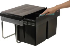 Wesco Niedriger Mülleimer Küche Ausziehbar | 2 X 15 L Einbaumülleimer Mit Schienengestell | Abfallsystem | Abfallsammler | Trennsystem | Bodenmontage | Kunststoff Schwarz | 28015 0 -Leifheit || Vileda || Wenko Verkaufsgeschäft ff11d5ba4469527deccdb895895a3708